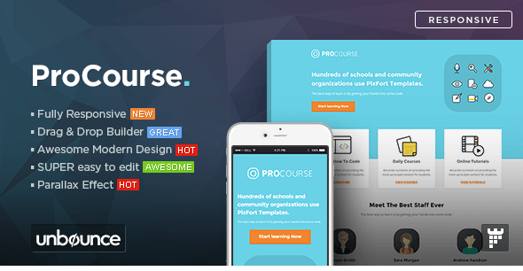 ProCourse - Unbounce eCourse Landing Page Template