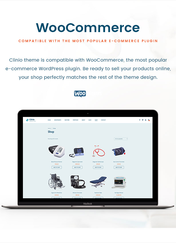 Clinio - Medical & Dental WordPress Theme WooCommerce Support