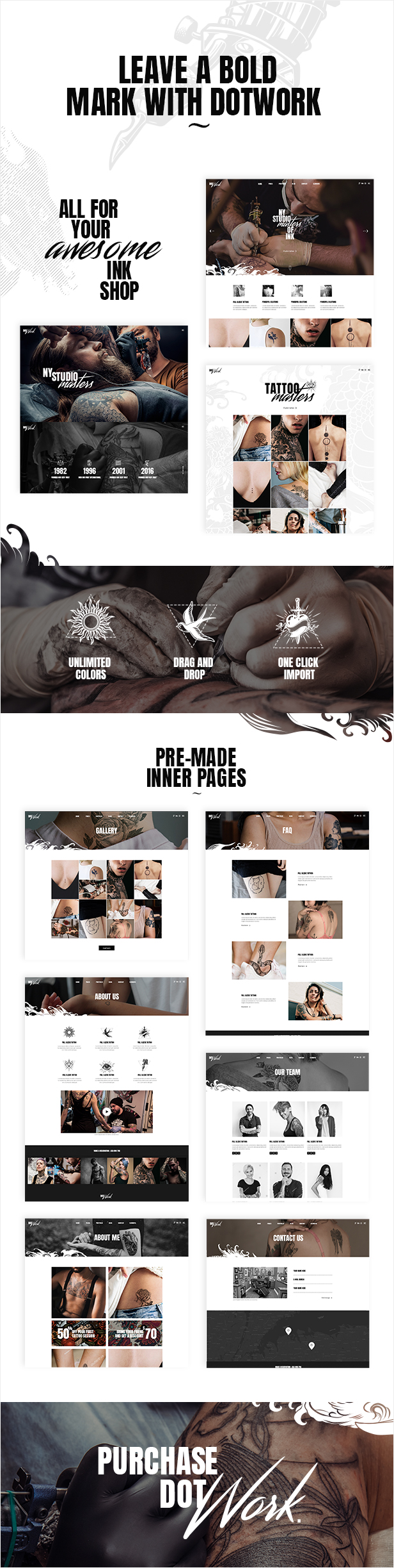 Dotwork - Tattoo Studio and Piercing Shop Theme - 1