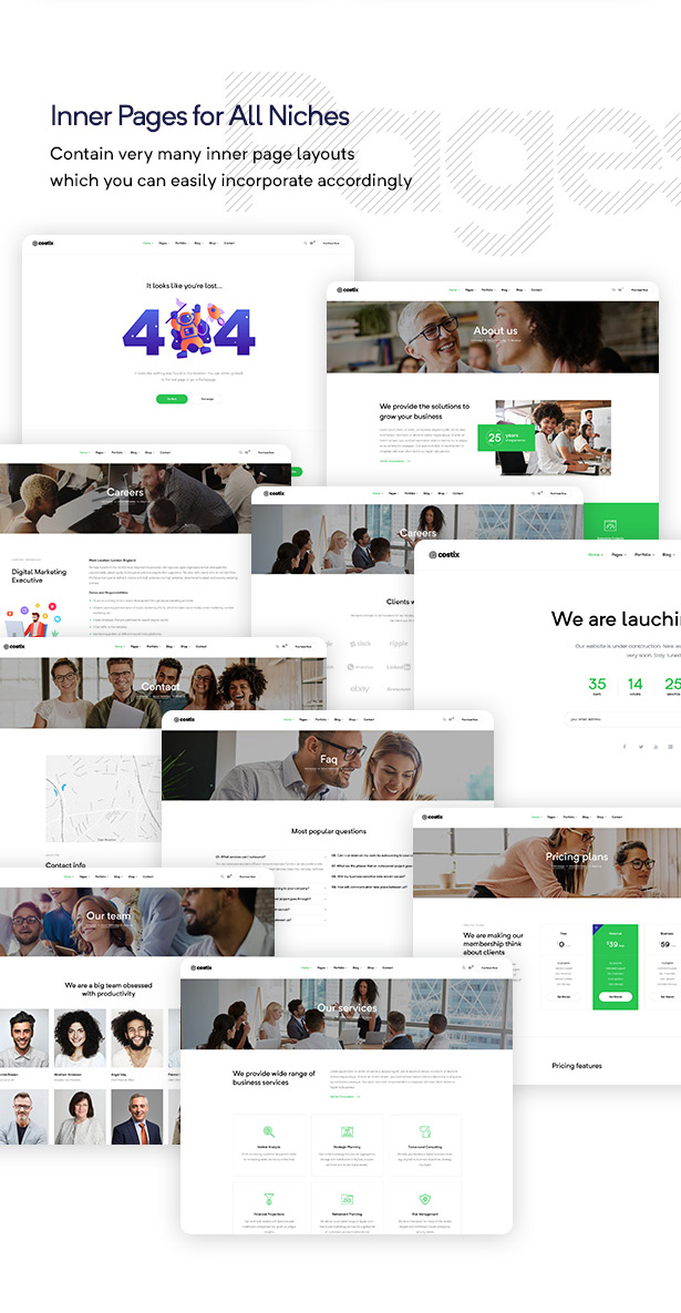 multipurpose WordPress theme inner pages