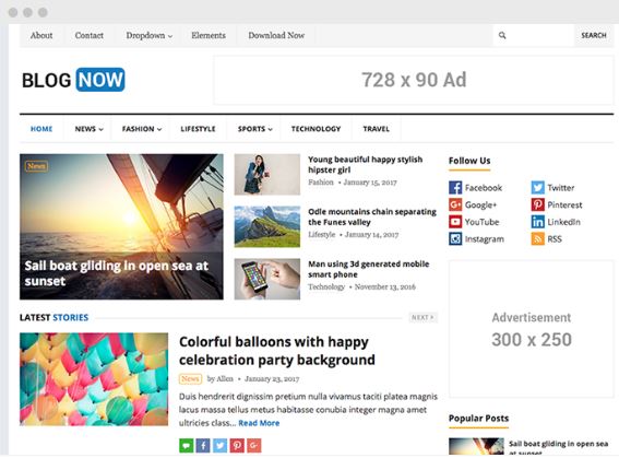 BlogNow wordpress blog theme happy themes