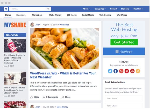 MyShare WordPress Blog Theme - Happy Themes
