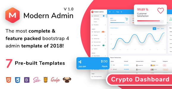 MODERN ADMIN - CLEAN BOOTSTRAP 4 DASHBOARD HTML TEMPLATE + BITCOIN DASHBOARD