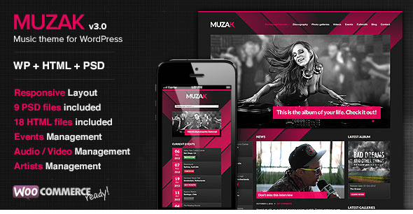 Muzak v3.5 - Music Premium WordPress theme