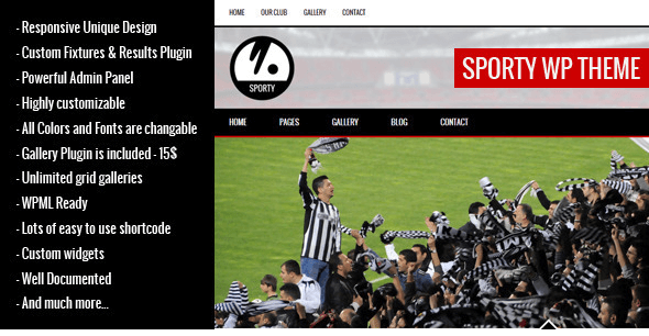 SPORTY v1.8.1 - Responsive Wordpress Theme for Sport Clubs