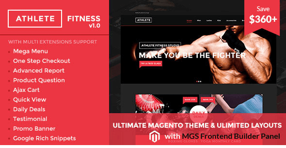 Athlete Fitness - Themeforest Magento theme