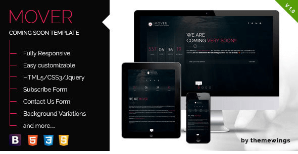 Mover - Responsive Coming Soon Template