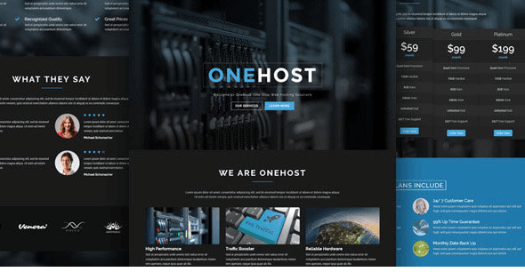 Onehost - One Page WordPress Hosting Theme + WHMCS