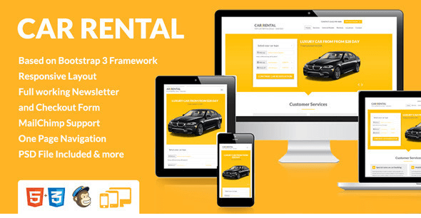 Car Rental - Themeforest Landing Page