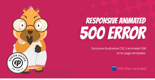 500 Error - CSS Animated HTML Template