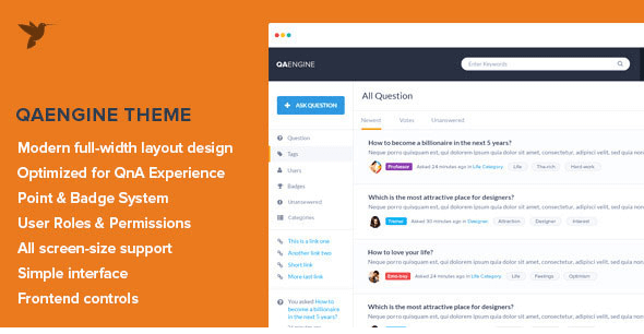 QAEngine v2.0 - Question and Answer WordPress Theme