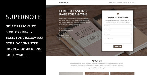 Supernote - One Page Landing Page
