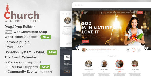 Church and Events v2.0 - Responsive WordPress Theme