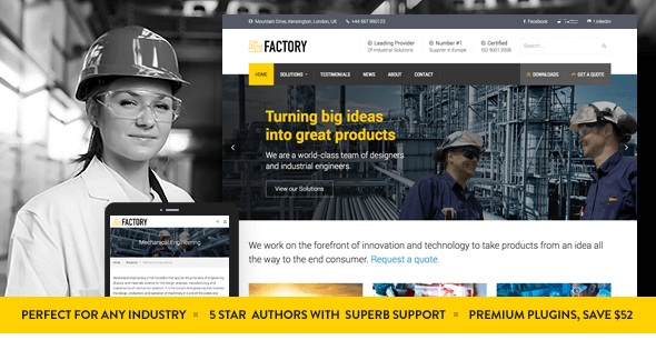 Factory v1.3 - Industrial Business WordPress Theme