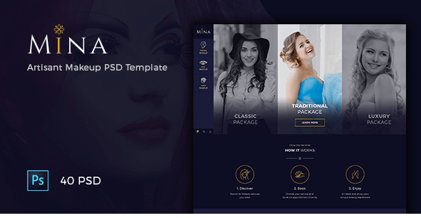 Mina - Beauty Salon Makeup PSD Template