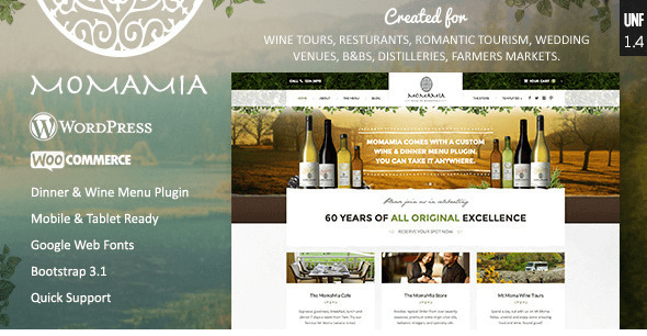 Momamia v1.4.2 - Restaurant & Winery WooCommerce WP Theme