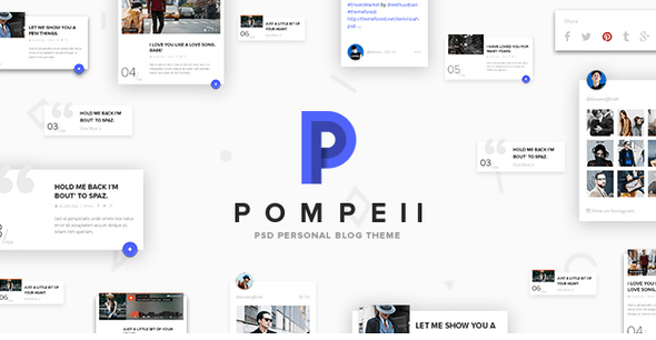 POMPEII - Material Personal Blog PSD Template