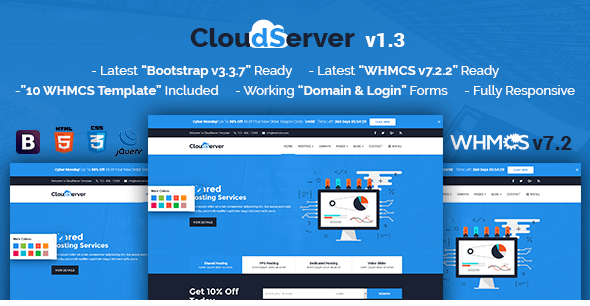 CloudServerr v1.3 - Responsive HTML5 Technology, Web Hosting and WHMCS Template