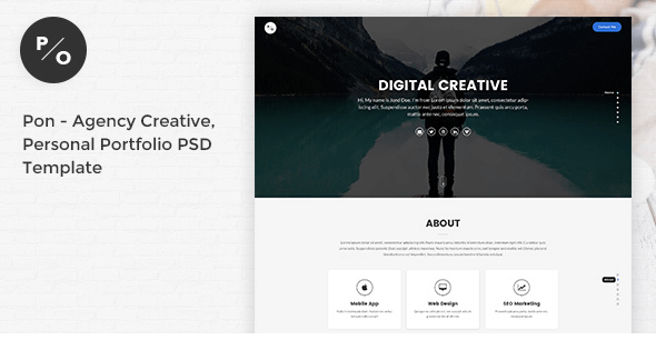 Pon - Responsive Agency Creative, Personal Portfolio PSD Template