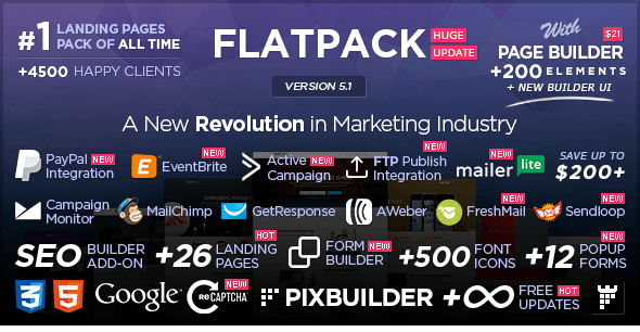 FLATPACK v5.1.1 – Landing Pages Pack With Page Builder