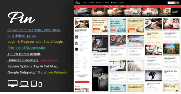 Pin v4.1 - Pinterest Style / Personal Masonry Blog