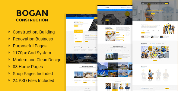 BOGAN - CONSTRUCTION BUILDING AND RENOVATION BUSINESS PSD TEMPLATE