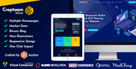 Creptaam v1.2 - Bitcoin, ICO Landing, Cryptocurrency Theme
