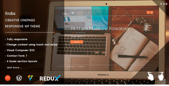 Krobs v2.0 - Personal Onepage Responsive WP Theme