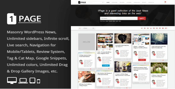 1Page v3.3 - Masonry WordPress News / interesting links