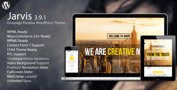 Jarvis v3.9.1 - Onepage Parallax WordPress Theme
