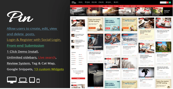 Pin v4.3 - Pinterest Style / Personal Masonry Blog