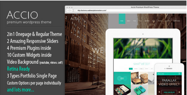 Accio v1.2.6 - One Page Parallax Responsive WordPress Theme