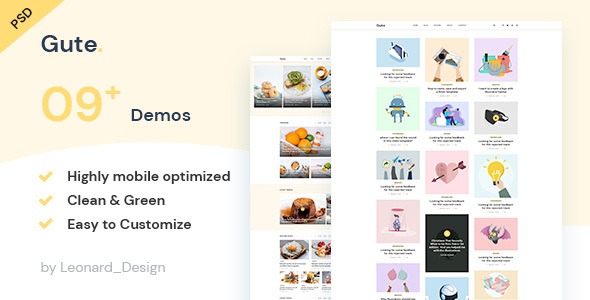 Gute | Minimalist Blog PSD Template