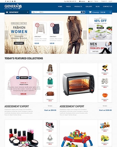 HTML template of the online market