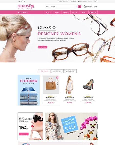 Eyewear shop HTML template