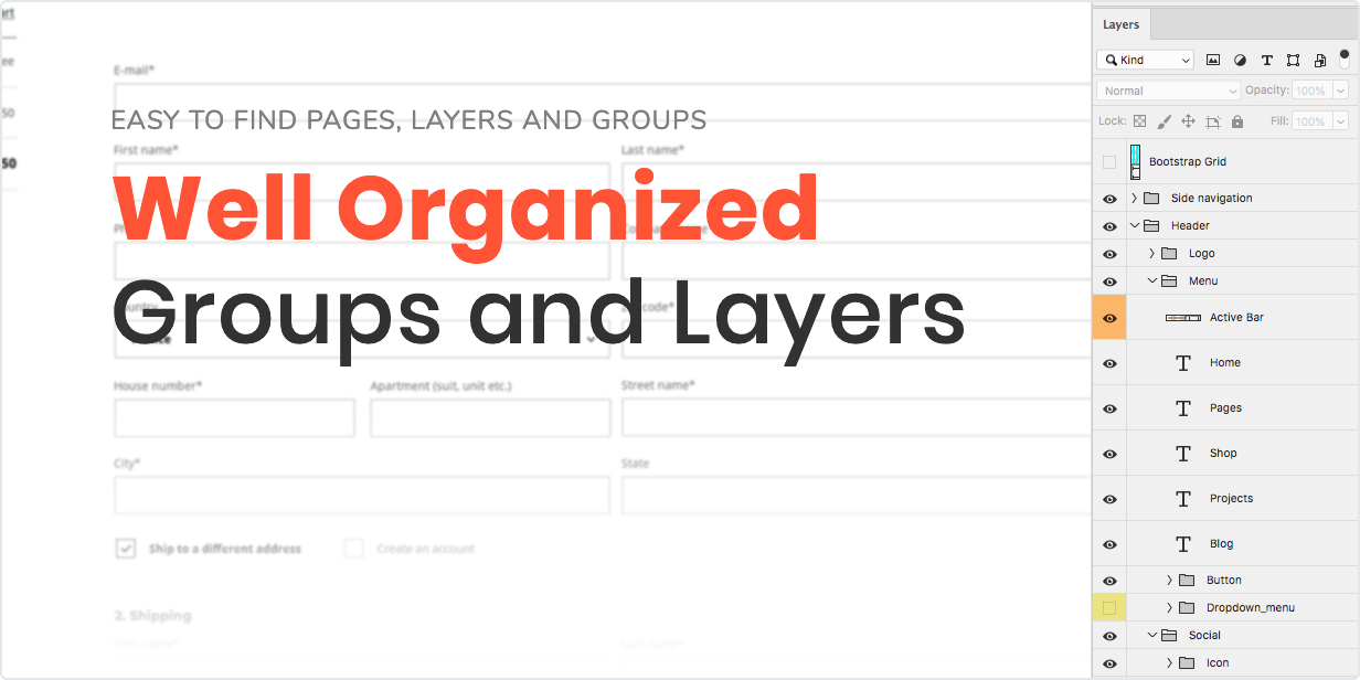 Easy to find pages, layers and groups