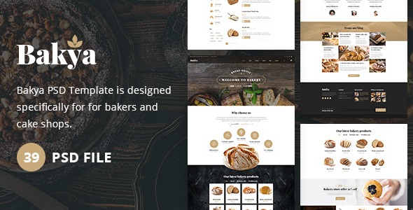 Bakya - Cake and Bakery Food Store Psd Template Theme