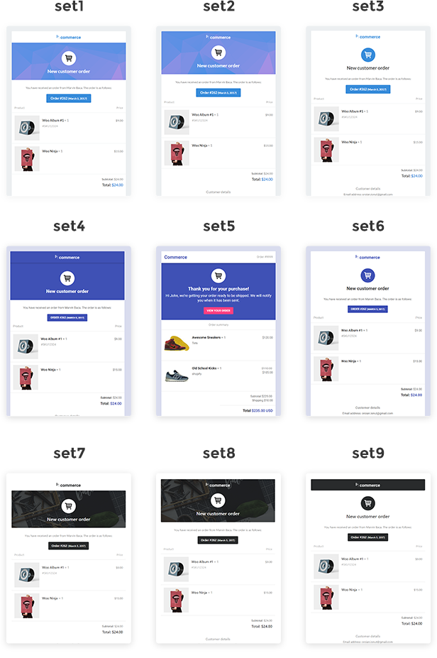 9 email sets