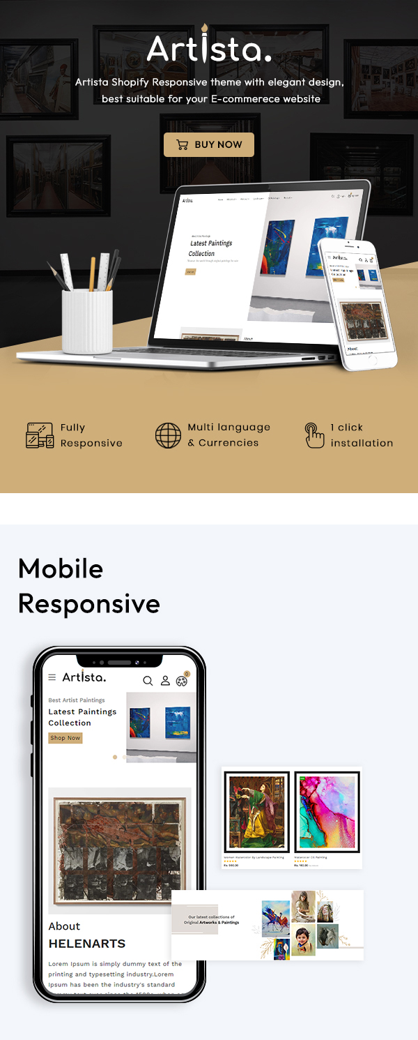 Artista - Shopify 2.0 - 3 artist and graphic design agency