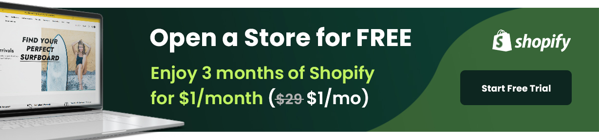 Enjoy your first 3 months of Shopify for $1/month 