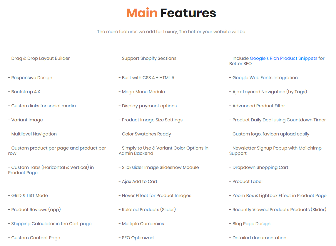 Furniture themed features