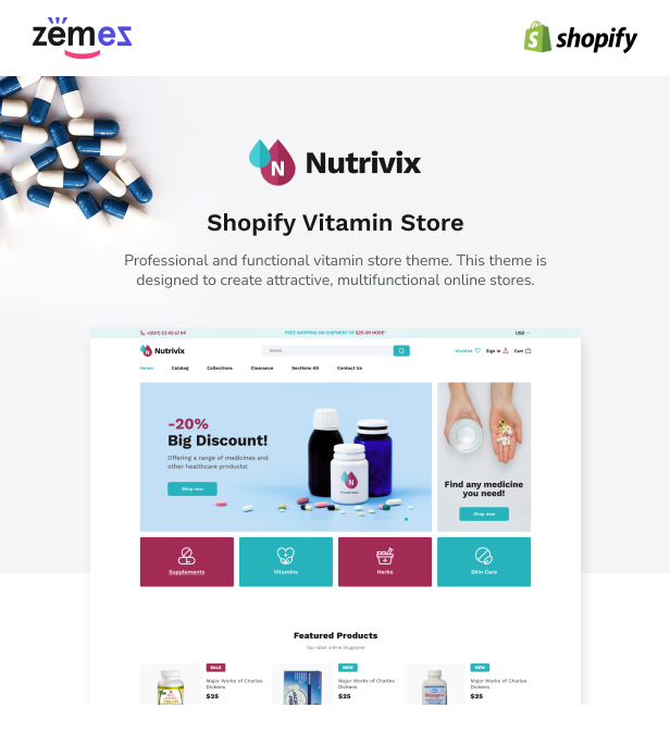 Nutrivix - Vitamin Shopify Store Theme, Supplements - 1