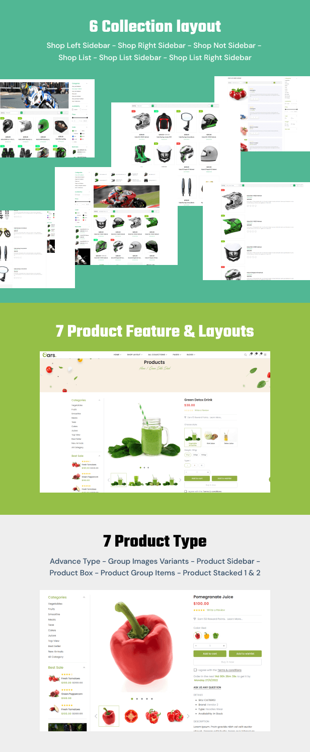 Product collection and layouts