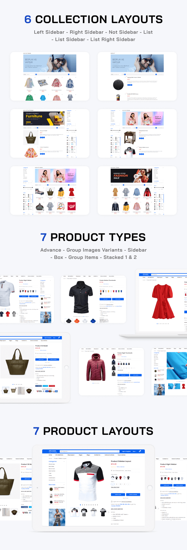 Product collection and layouts