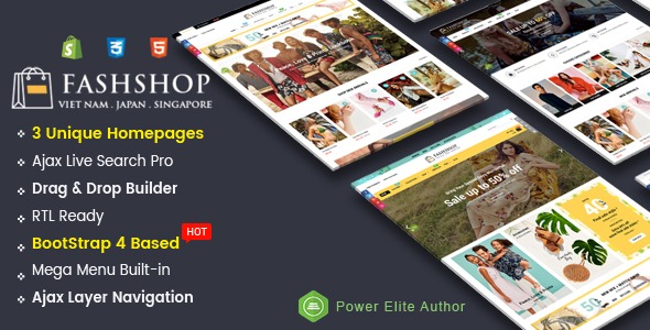 FashShop - Multipurpose Sectioned Drag & Drop  Bootstrap 4 Shopify Theme