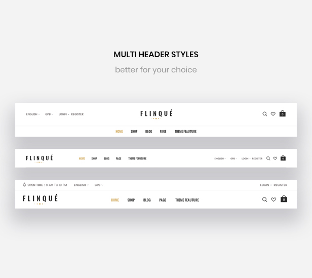 parallax theme shopify - several header styles