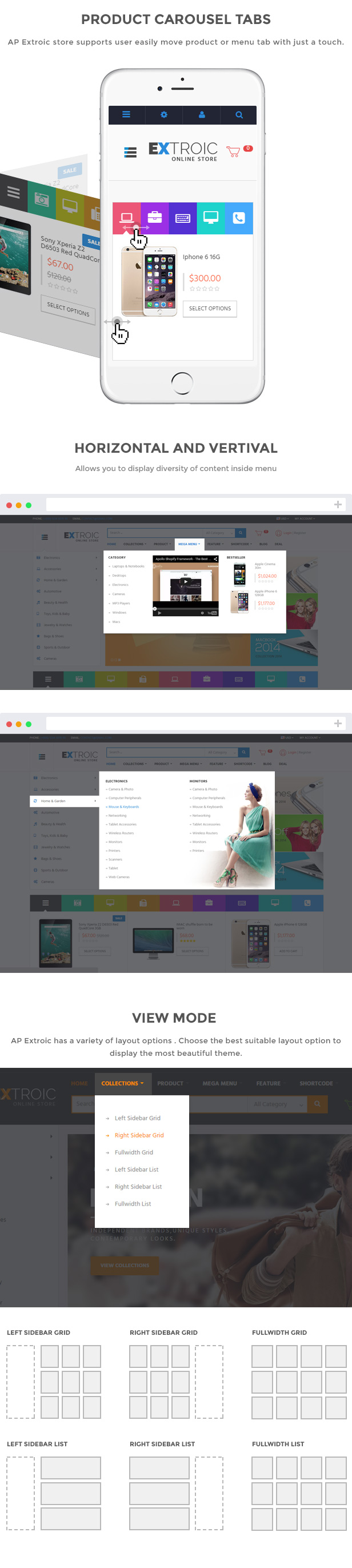 Product carousel tabs