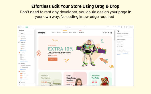 Effortlessly edit your store using drag and drop