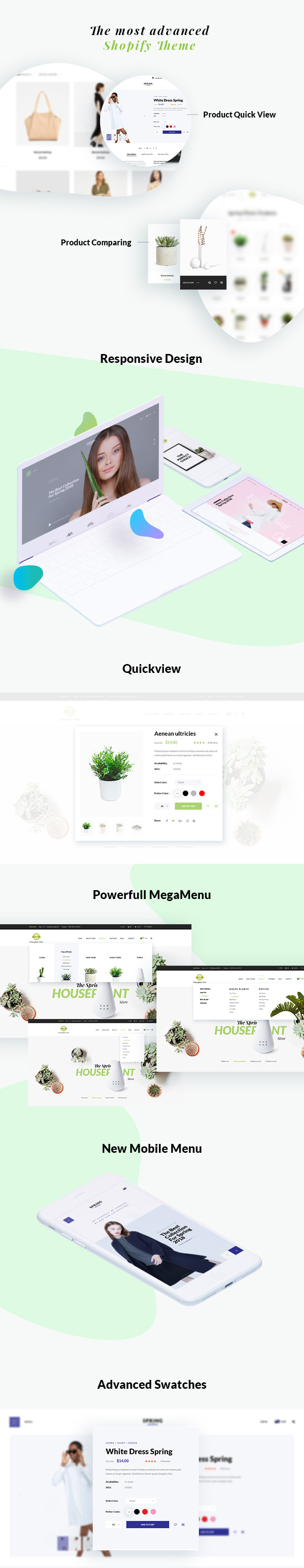 Shopify Spring theme design more features 