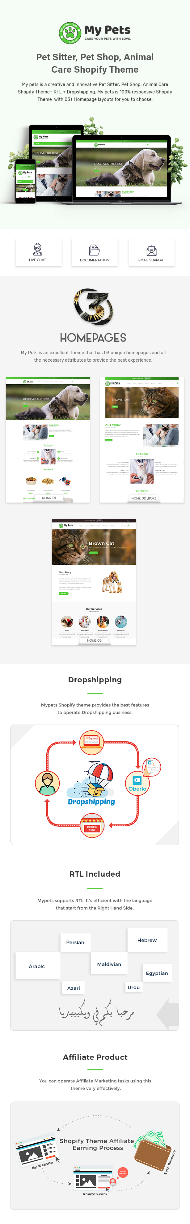 Pet sitter, pet shop, animal grooming Shopify theme 